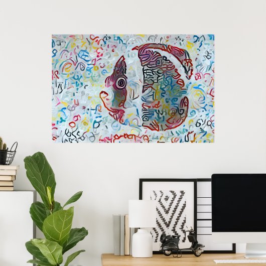 Poster Poisson Abstrait coloré (Bureau à domicile)