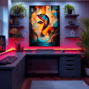 Poster Poisson Abstrait - Design géométrique de la nature