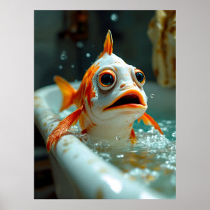 Poster Poisson amusant dans le bain
