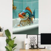 Poster Poisson amusant dans le bain (Bureau à domicile)