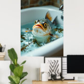 Poster Poisson amusant dans le bain (Bureau à domicile)