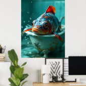 Poster Poisson amusant dans le bain (Bureau à domicile)
