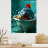 Poster Poisson amusant dans le bain (Cuisine)