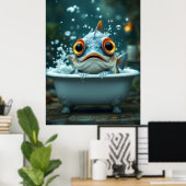 Poster Poisson amusant dans le bain (Bureau à domicile)