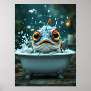 Poster Poisson amusant dans le bain