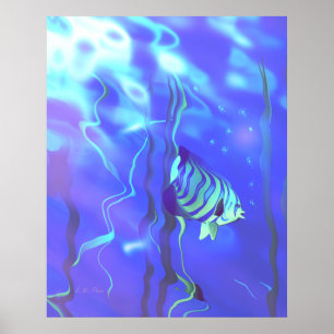 Poster Poisson-ange Bleus