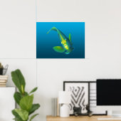 Poster Poisson-ange - Élégance sur dégradé bleu arrière - (Bureau à domicile)