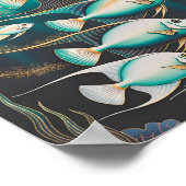 Poster Poisson-ange élégant nageant dans l'océan profond (Coin)