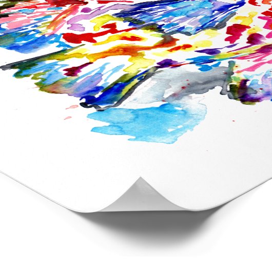 Poster Poisson arc-en-ciel Aquarelle Imprimer (Coin)