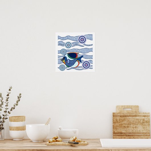 Poster Poisson autochtone Dot Art-01 (Cuisine)