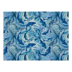 Poster Poisson Bleu Mystique Flowing Harmony