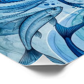 Poster Poisson Bleu Mystique Flowing Harmony (Coin)