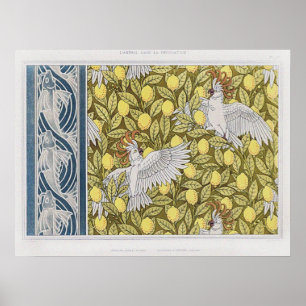 Poster Poisson Bleu Vintage, Cacatoès & Citrons