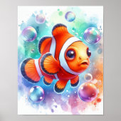 Poster Poisson clown aquarelle (Devant)