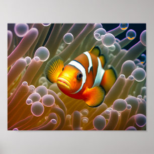 Poster Poisson clown dans l'anémone marine