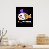 Poster Poisson clown Funky Animal Poisson Pun Dark BG (Cuisine)