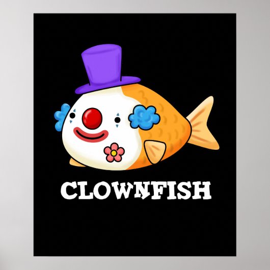 Poster Poisson clown Funky Animal Poisson Pun Dark BG (Devant)