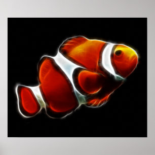 Poster Poisson clown tropical orange