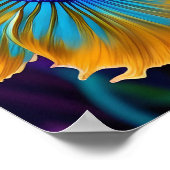 Poster Poisson combattant, bleu or violet (Coin)