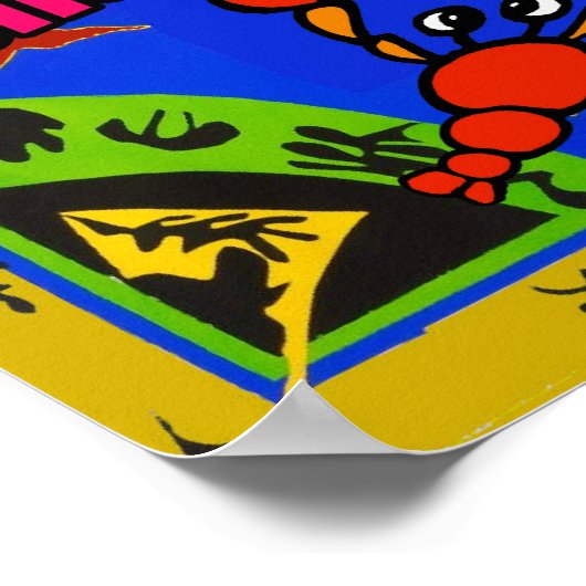 Poster Poisson-crevettes bouilli Abstrait (Coin)