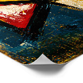 Poster Poisson Cubiste Primitif Mur Géométrique Abstrait (Coin)