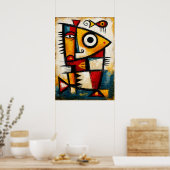 Poster Poisson Cubiste Primitif Mur Géométrique Abstrait (Cuisine)