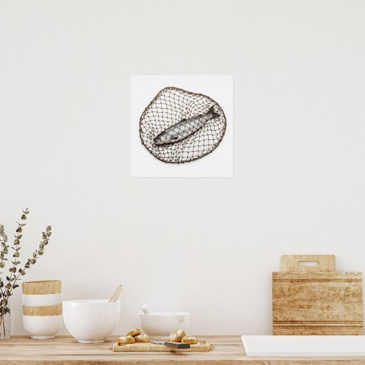 Poster Poisson dans un filet (Cuisine)