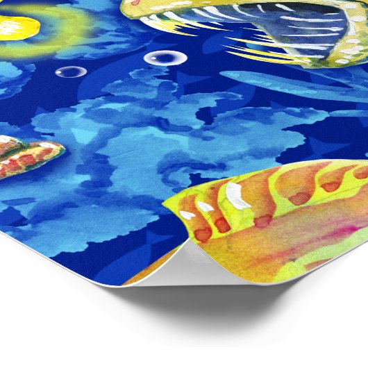 Poster Poisson d'aquarelle amusant (Coin)