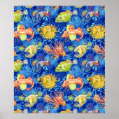 Poster Poisson d'aquarelle amusant (Devant)