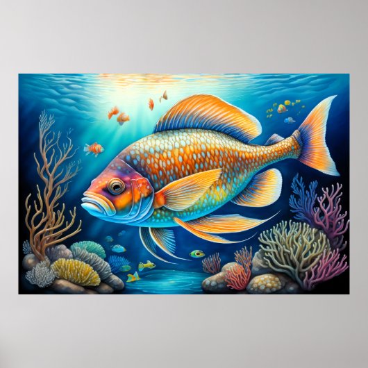 Poster Poisson de calcaire coloré (Devant)