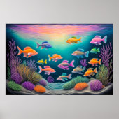 Poster Poisson de calcaire coloré (Devant)