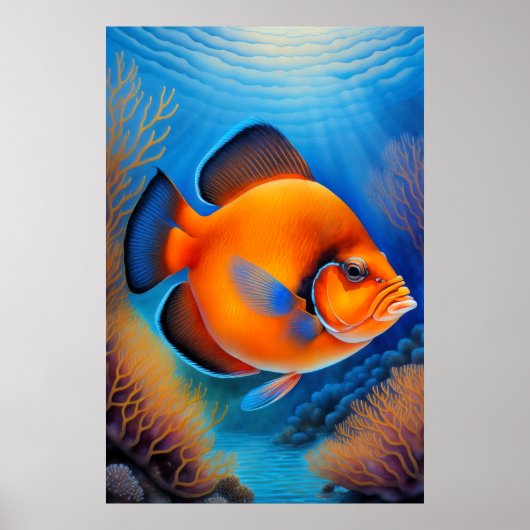 Poster Poisson de calcaire coloré (Devant)