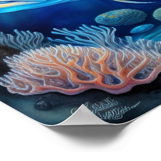 Poster Poisson de calcaire coloré (Coin)