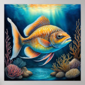 Poster Poisson de calcaire coloré (Devant)