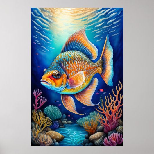 Poster Poisson de calcaire coloré (Devant)