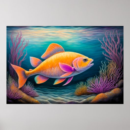 Poster Poisson de calcaire coloré (Devant)