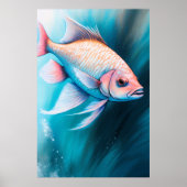 Poster Poisson de dessin de calcaire bleu rose iii (Devant)