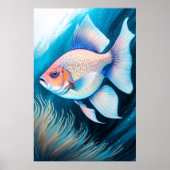 Poster Poisson de dessin de calcaire bleu rose IV (Devant)