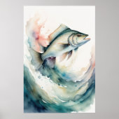 Poster Poisson de dessin de peinture aquarelle (Devant)
