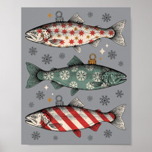 Poster Poisson de Noël drôle Sweater hideux Canneberges E