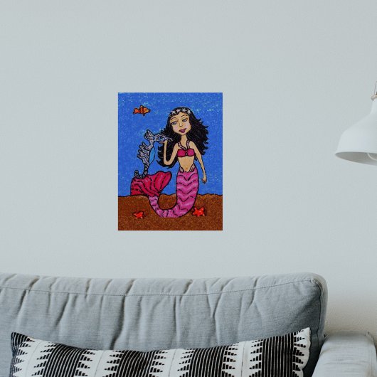 Poster Poisson de sirène à cheval de mer à l'effigie somb