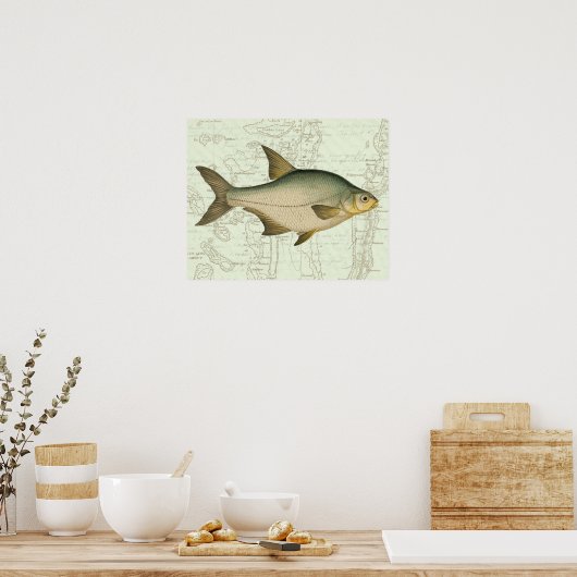 Poster Poisson d'eau douce sur la carte (Cuisine)