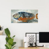 Poster Poisson des Caraïbes orange et bleu (Bureau à domicile)