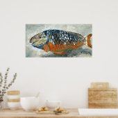 Poster Poisson des Caraïbes orange et bleu (Cuisine)