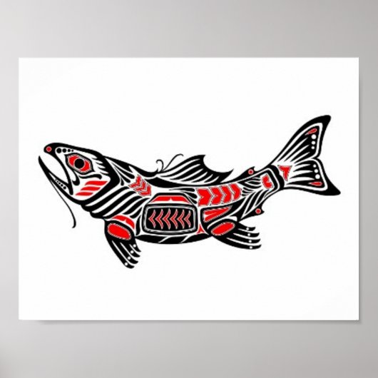 Poster Poisson d'esprit haïda rouge et noir (Devant)