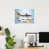 Poster Poisson Doré et Requin (Bureau à domicile)