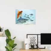 Poster Poisson Doré et Requin (Bureau à domicile)