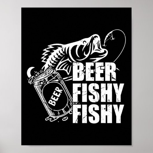 Poster Poisson drôle de bière pêche drôle de boisson d'an (Devant)