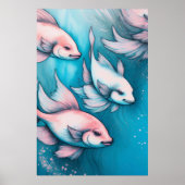 Poster Poisson en croûte bleue rose VI (Devant)