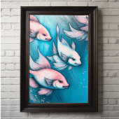 Poster Poisson en croûte bleue rose VI
